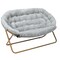Flash Furniture Eleanor 56-in Portable Folding Double Saucer Chair w/2 Folding Ottomans Gray Faux Fur w/Gold Frame FV-FDS-001-2FR-GY-SGD-GG - alternate 5
